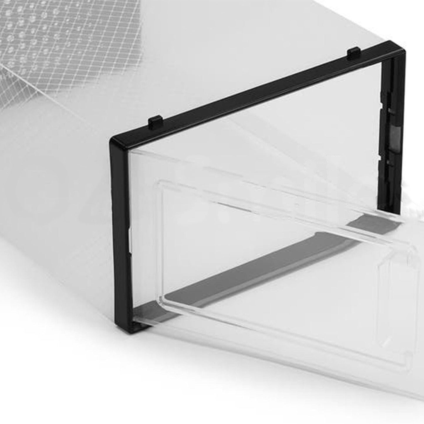 Set of Transparent Stackable Shoe Storage Boxes Black Drawers