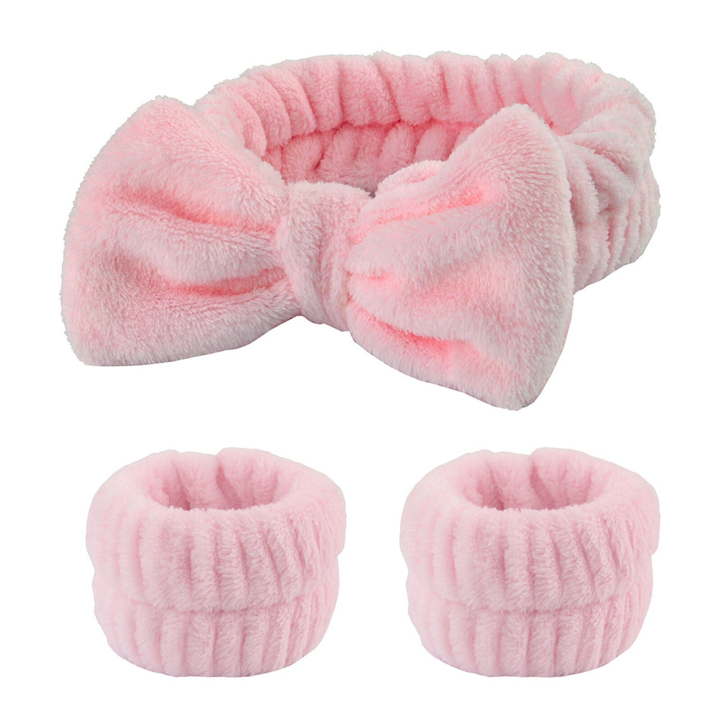 Absorbent Spa Wristbands and Headband Set for Face Washing
