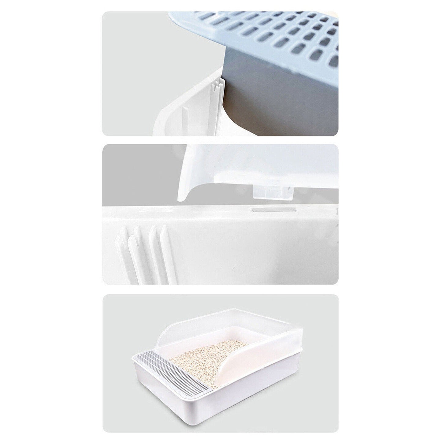 Cat Litter Box with Large Entry and Splash Guard Open Kitty Toilet Tray