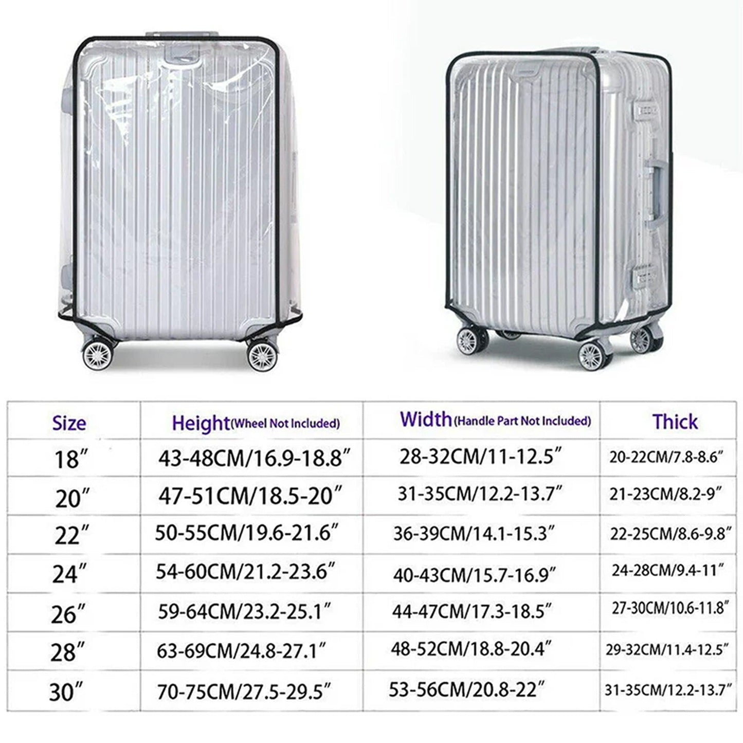 Protective PVC Luggage Cover Clear Travel Case Waterproof
