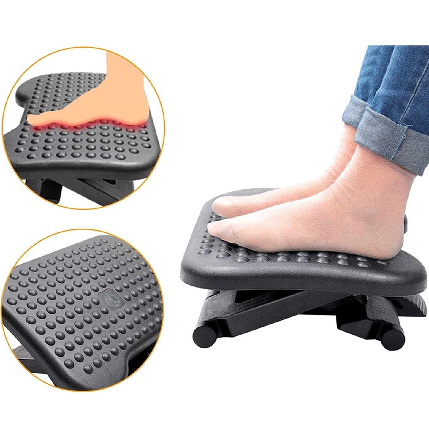 Adjustable Height and Angle Comfort Foot Rest Stool for Office and Home Use