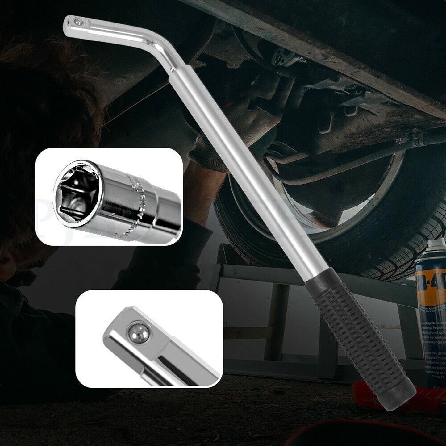Heavy Duty Wheel Brace with Extendable Handle 32-48CM Lug Wrench