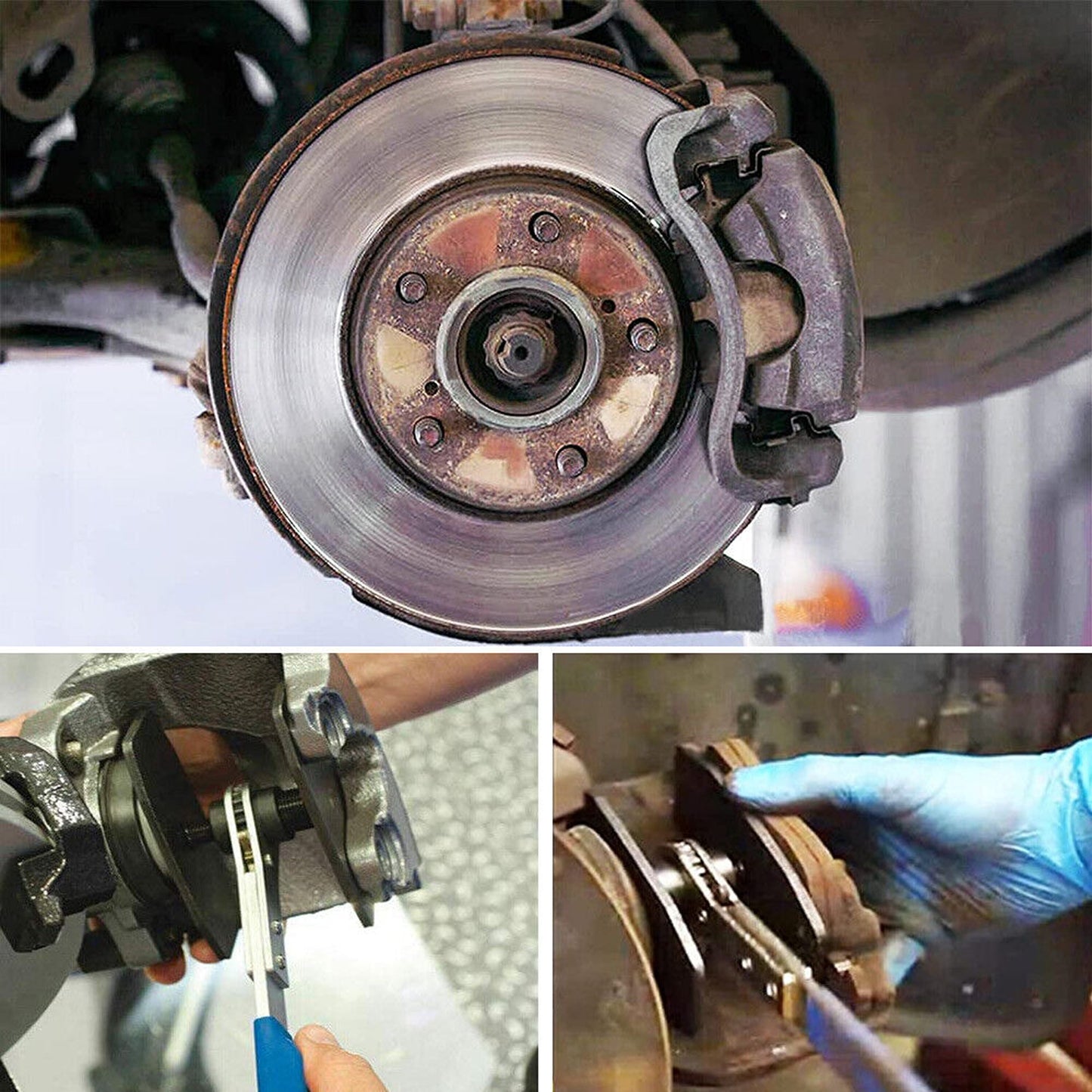 Disc Brake Caliper Piston Compressor Tool with Ratchet Wrench for Pad Installation