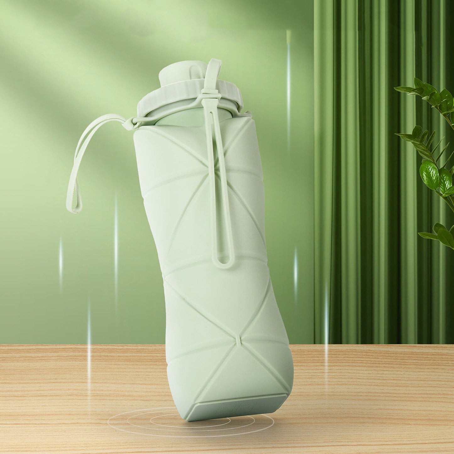 Leak-proof Folding Silicone Sports Bottle Portable Water Container 600ml