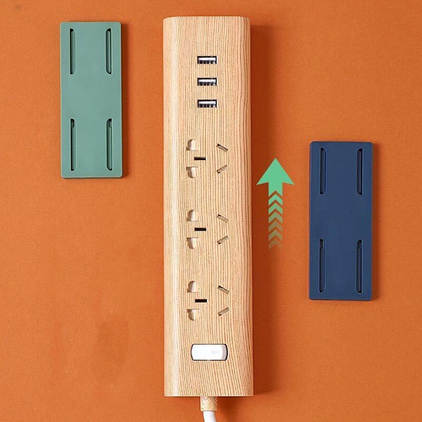 Self-Adhesive Wall-Mount Power Strip Fixer and Plug Organizer