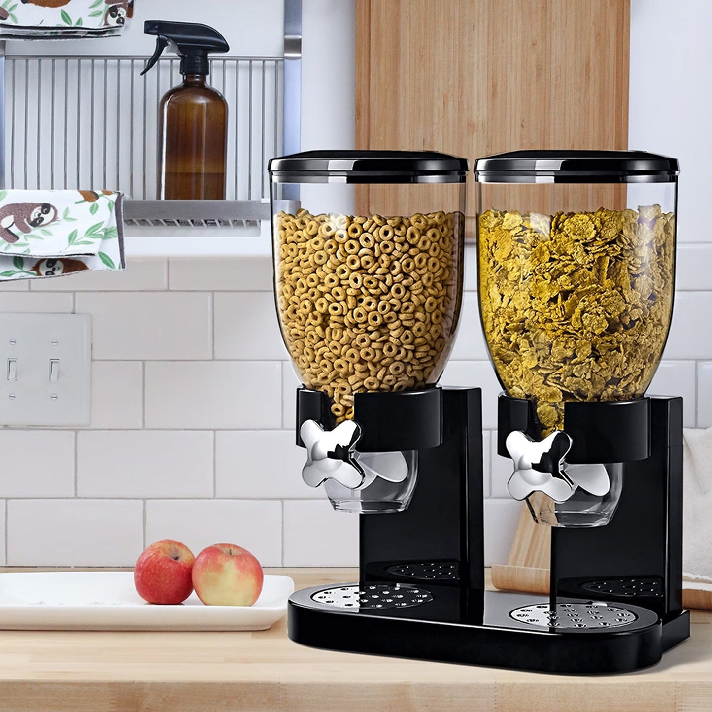 Convenient Double Cereal Dispenser for Dry Foods Storage Containers