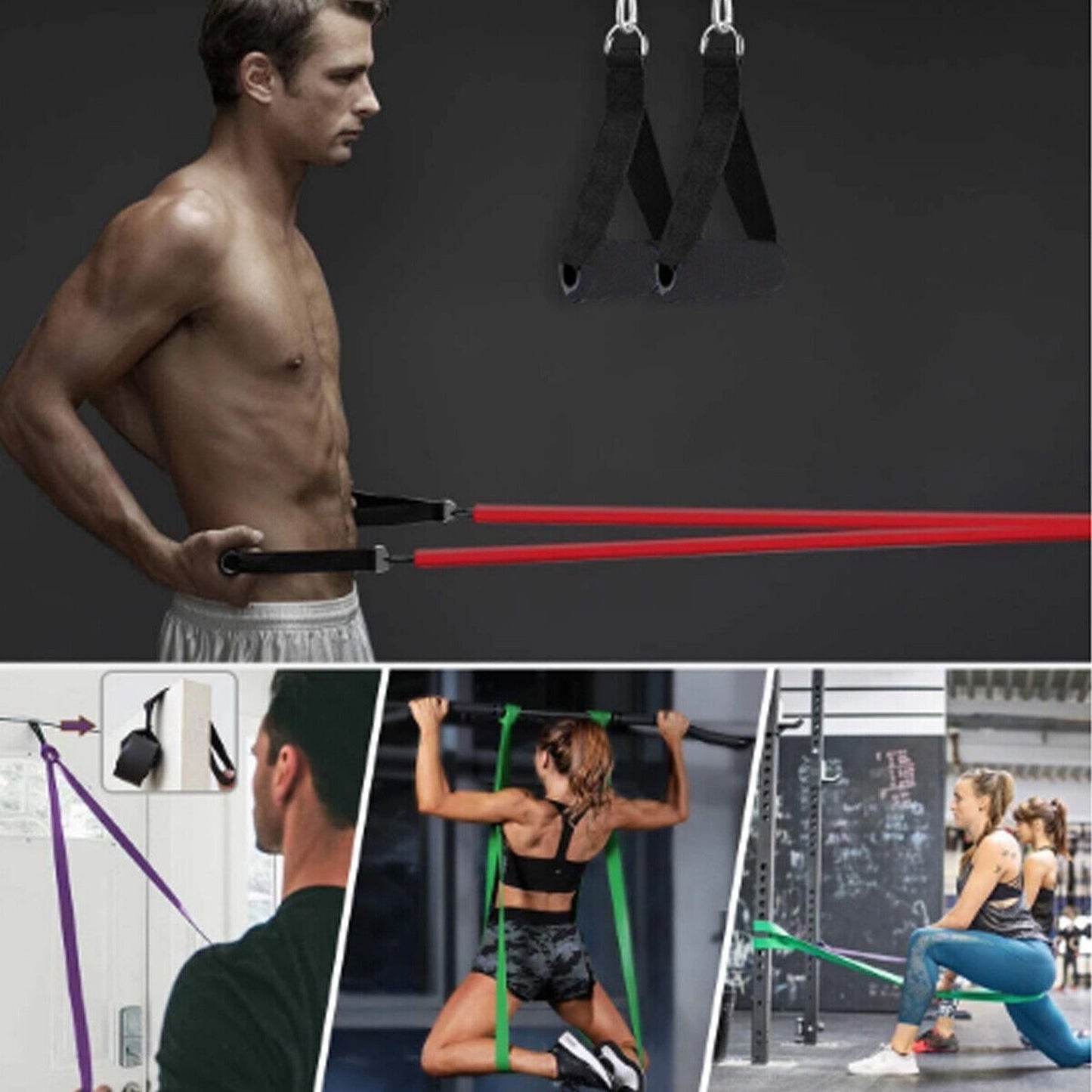 4 Sets of Heavy Duty Resistance Yoga Bands for Body Exercise and Fitness