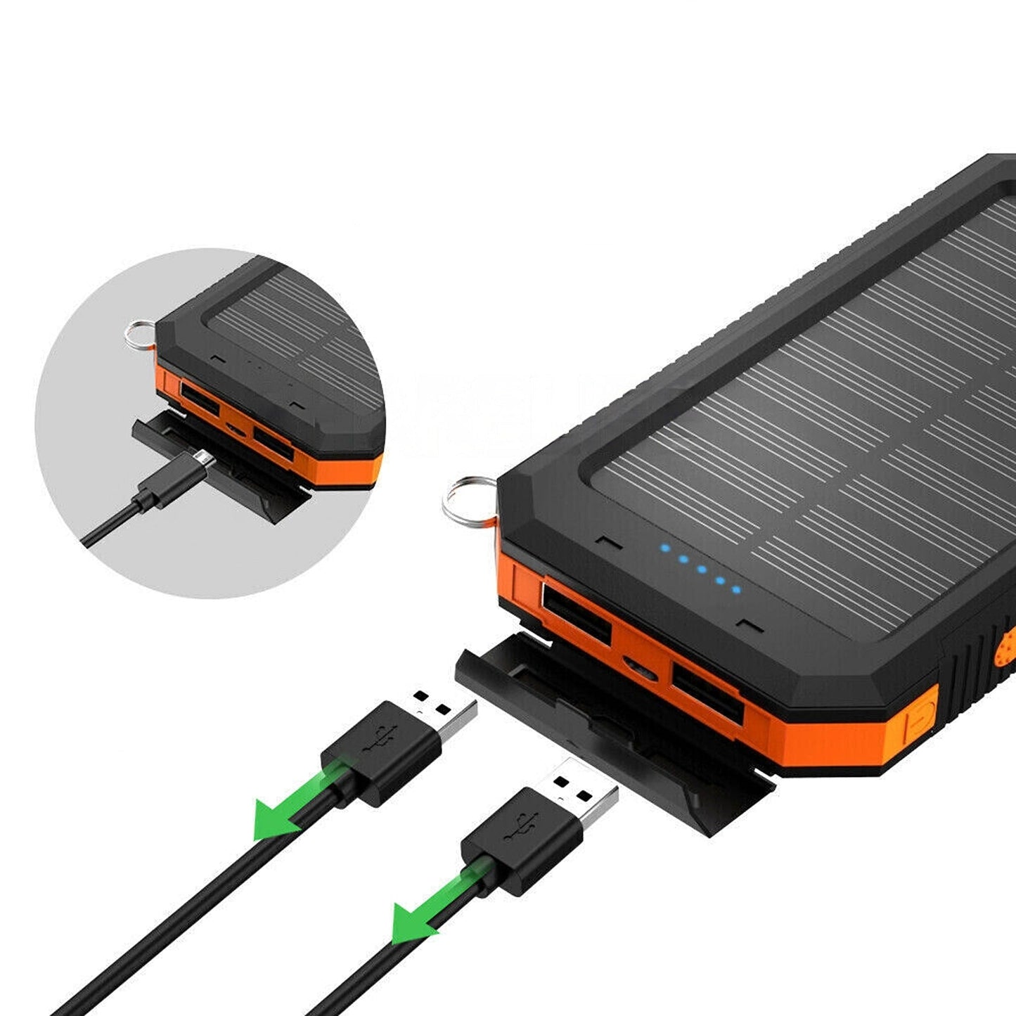Portable External Solar Panel USB Charger Dual Battery Power Bank