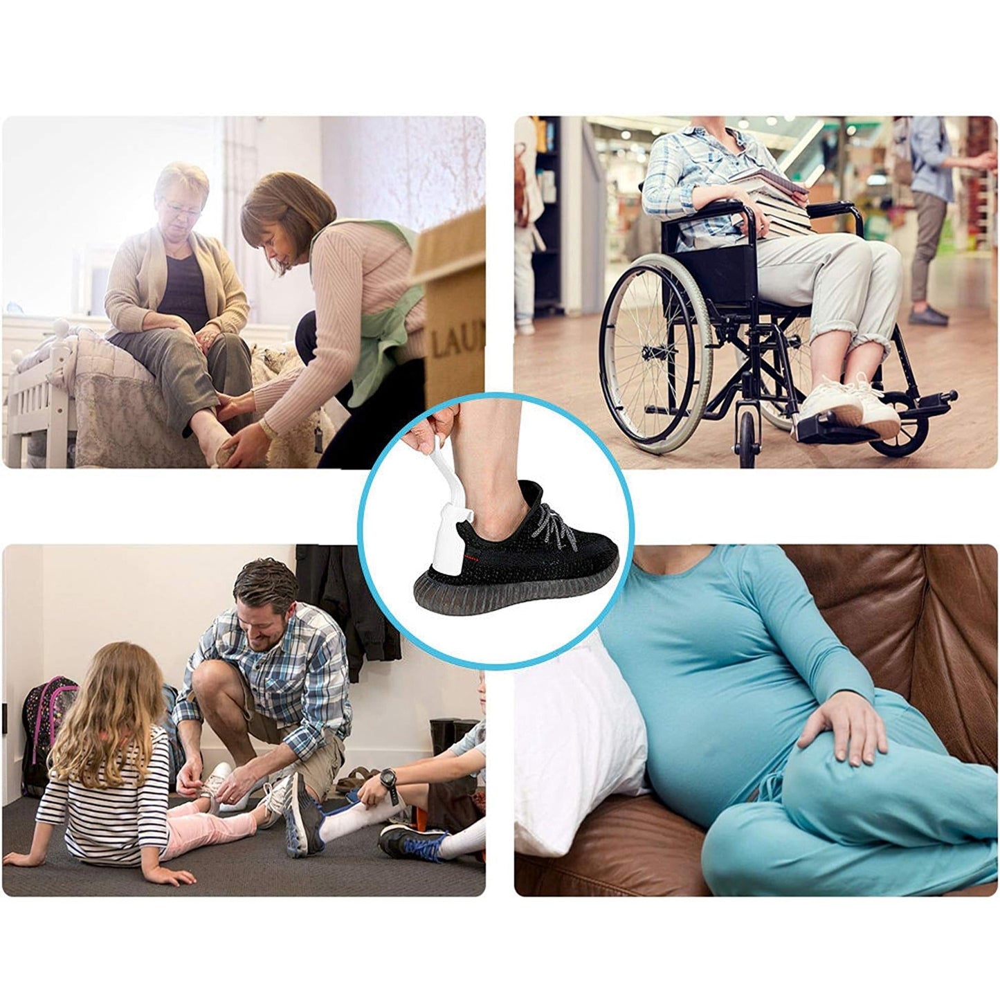4pcs Easy Shoe Helper Lifting Curve Shoehorn On Off Design