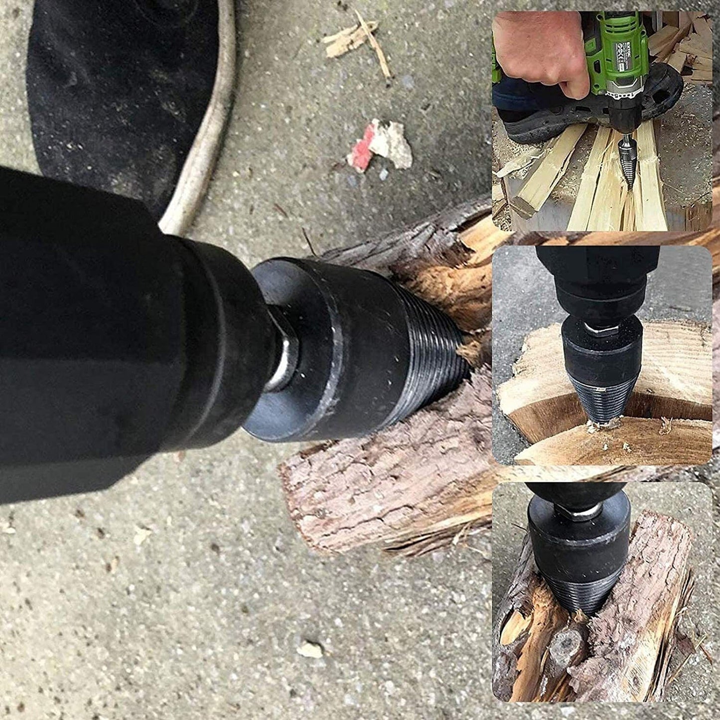 4pcs Speed Twist Firewood Log Splitter Wood Drill Bit Screw Cone Reamer