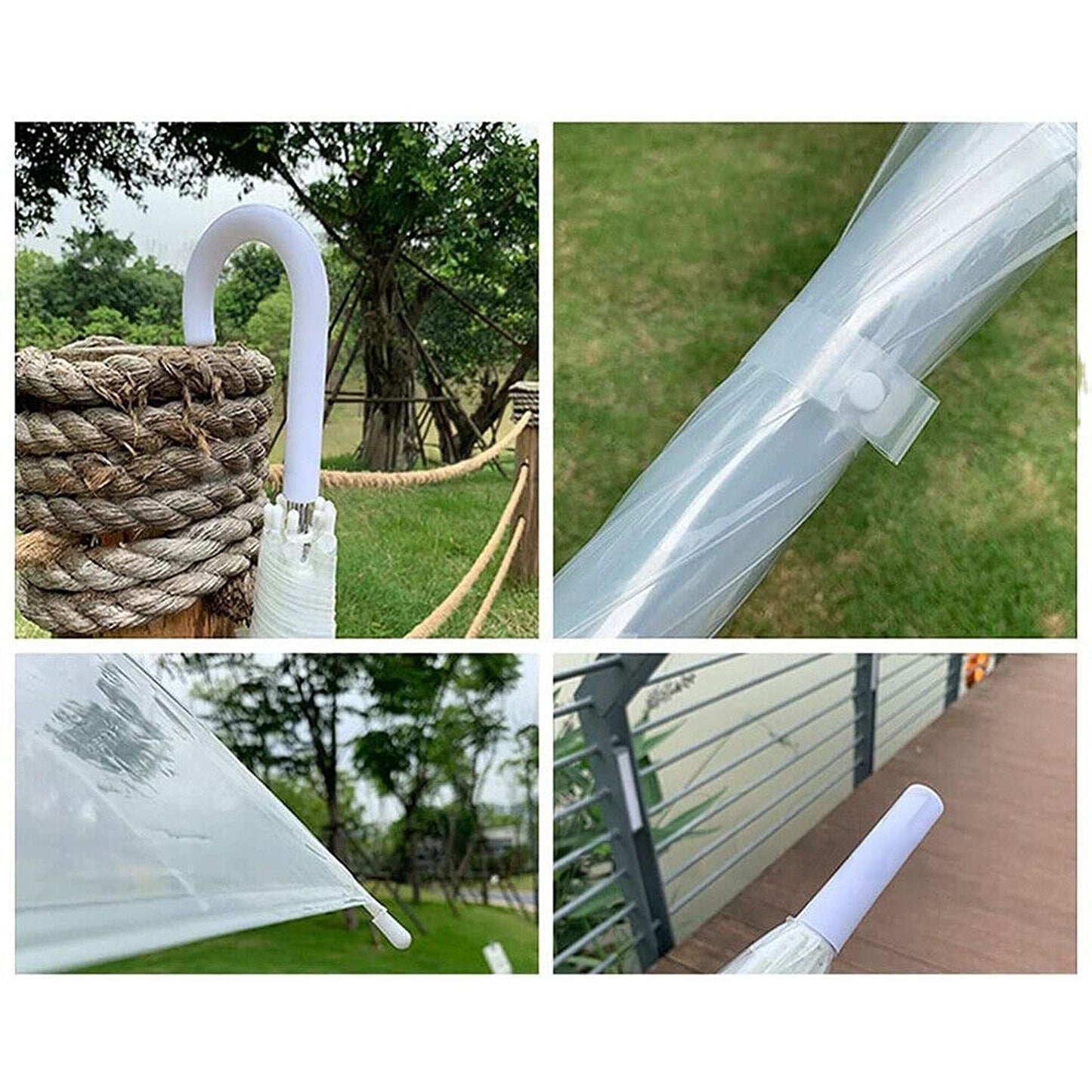 Transparent Dome Umbrella with Clear Handle Semi-Automatic Waterproof