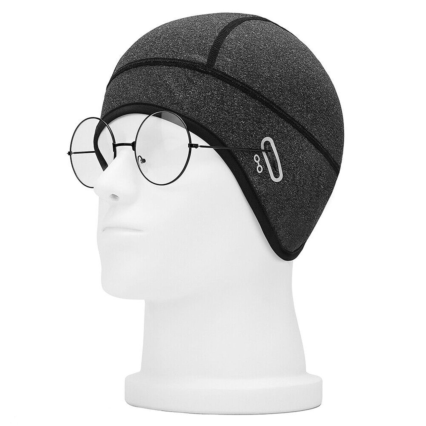 Men Fleece Ear Protection Winter Cap with Glasses Hole for Outdoor Cycling