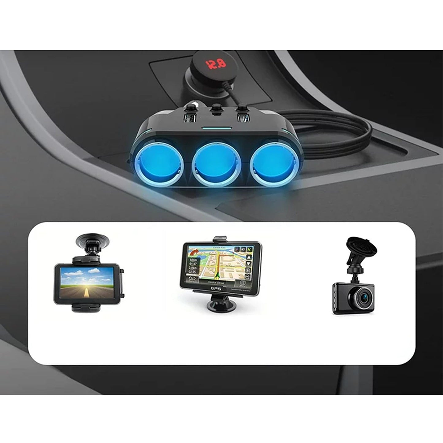 Dual USB Car Socket Splitter and Charger 12V Adapter