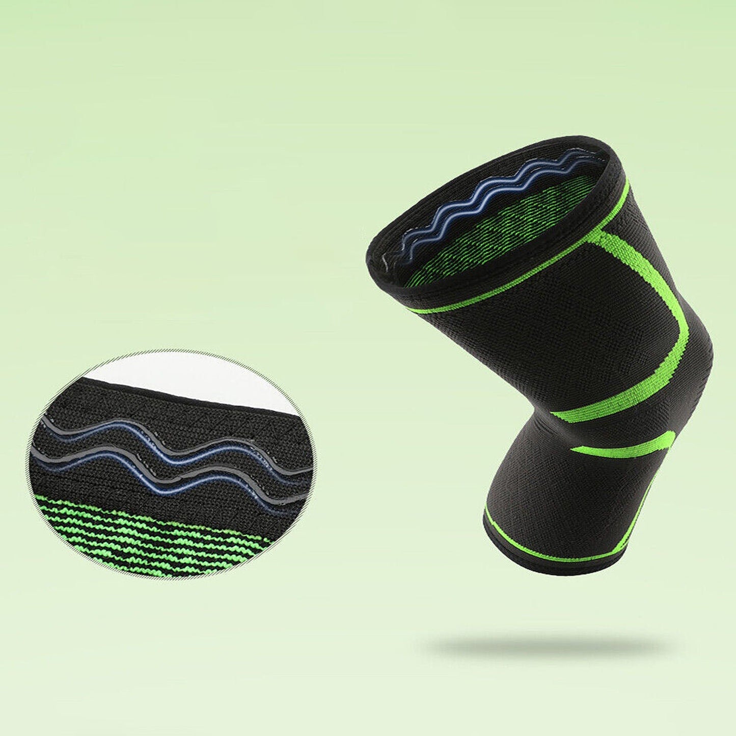 Green Knee Support Pads for Running and Cycling Nylon Sport Sleeve
