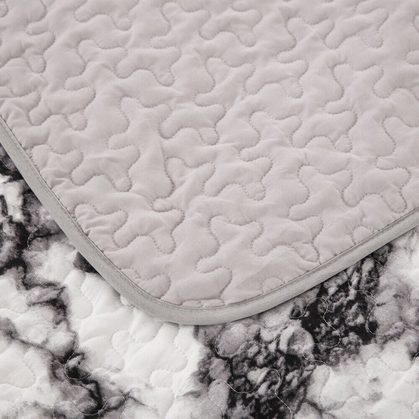 Marble Pattern Queen Size Quilted Bedspread Patchwork Comforter Set