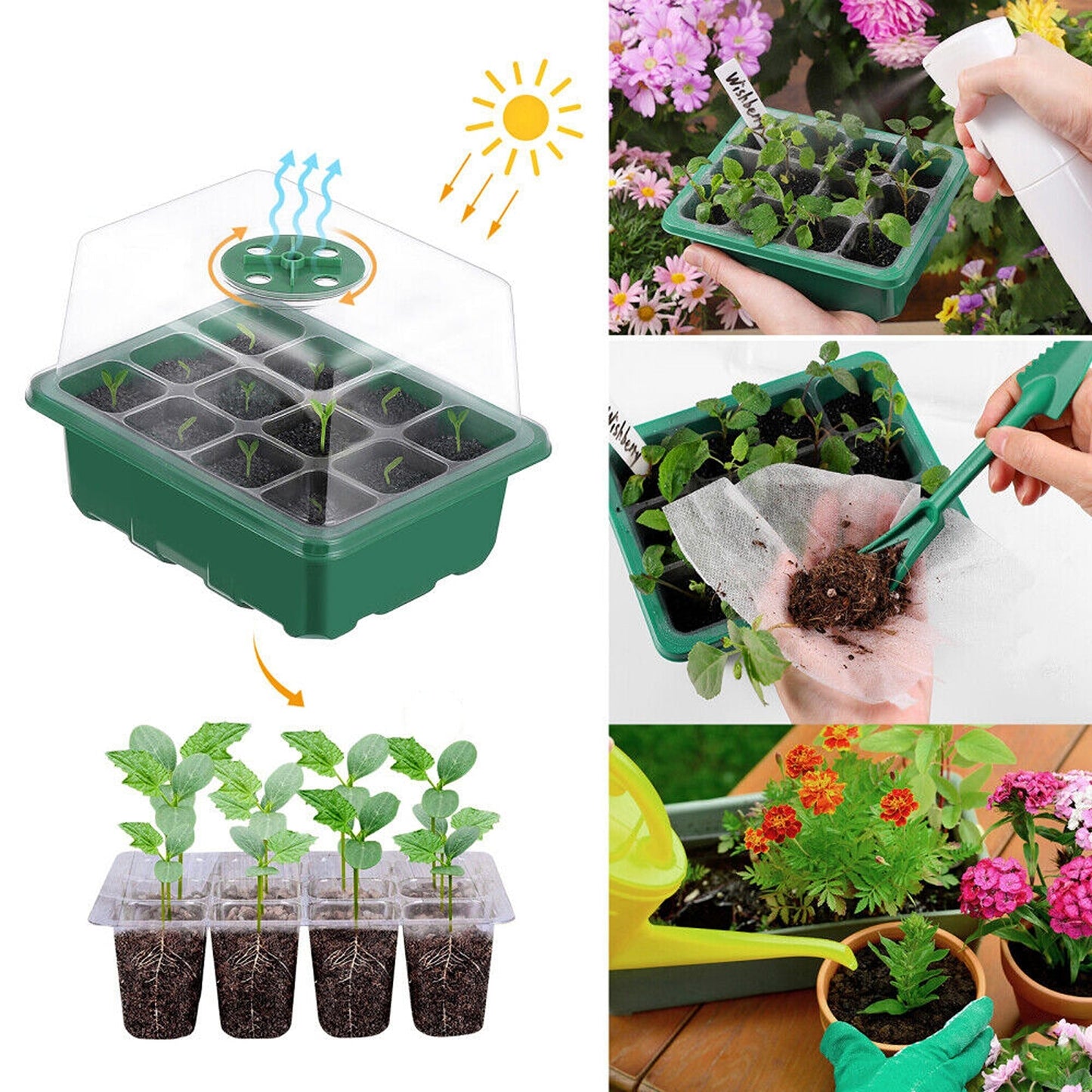10pcs Planting Starter Kit Multi-Hole Seedling Box