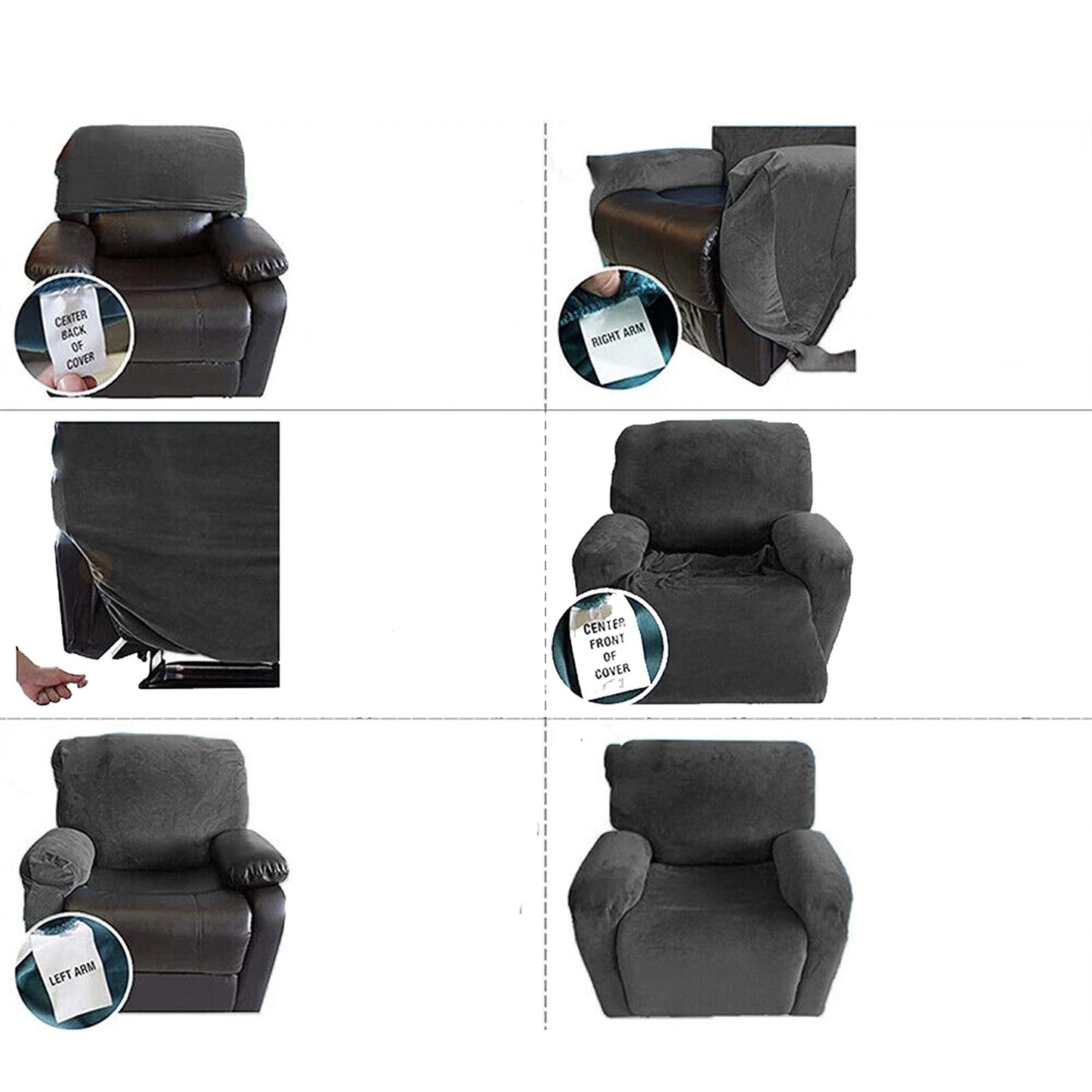 Velvet Recliner Sofa Chair Cover Stretch Slipcovers for 2 Seater Couch