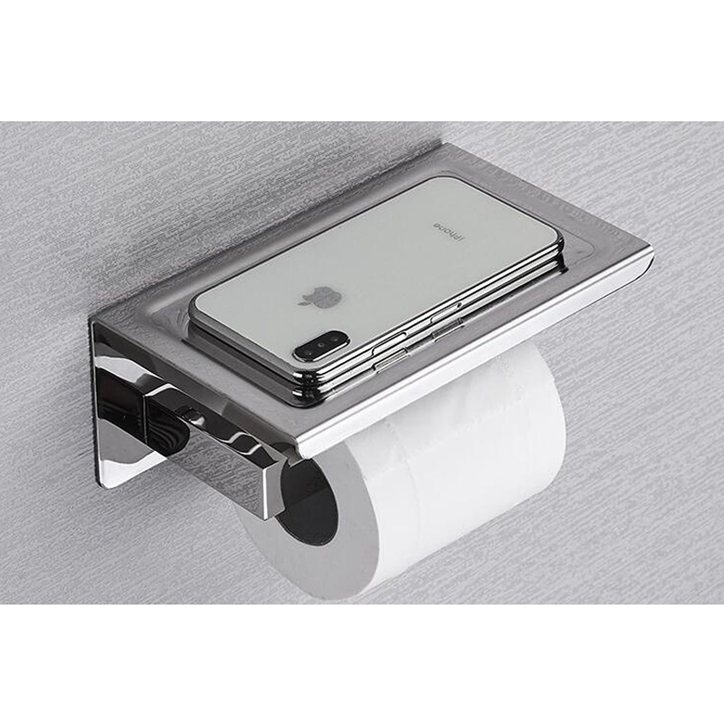 Brass Toilet Paper Roll Holder with Phone Shelf Wall Mounted Tissue Rack