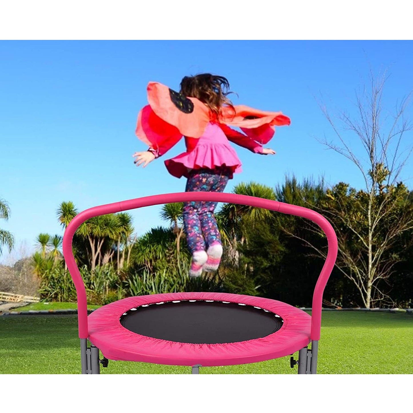 Elastic 36-inch Mini Trampoline with Handrail for Cardio Fitness
