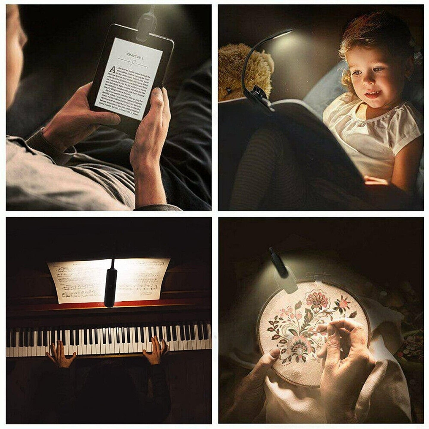 Rechargeable LED Book Light with Clip for Reading 3-Level Brightness