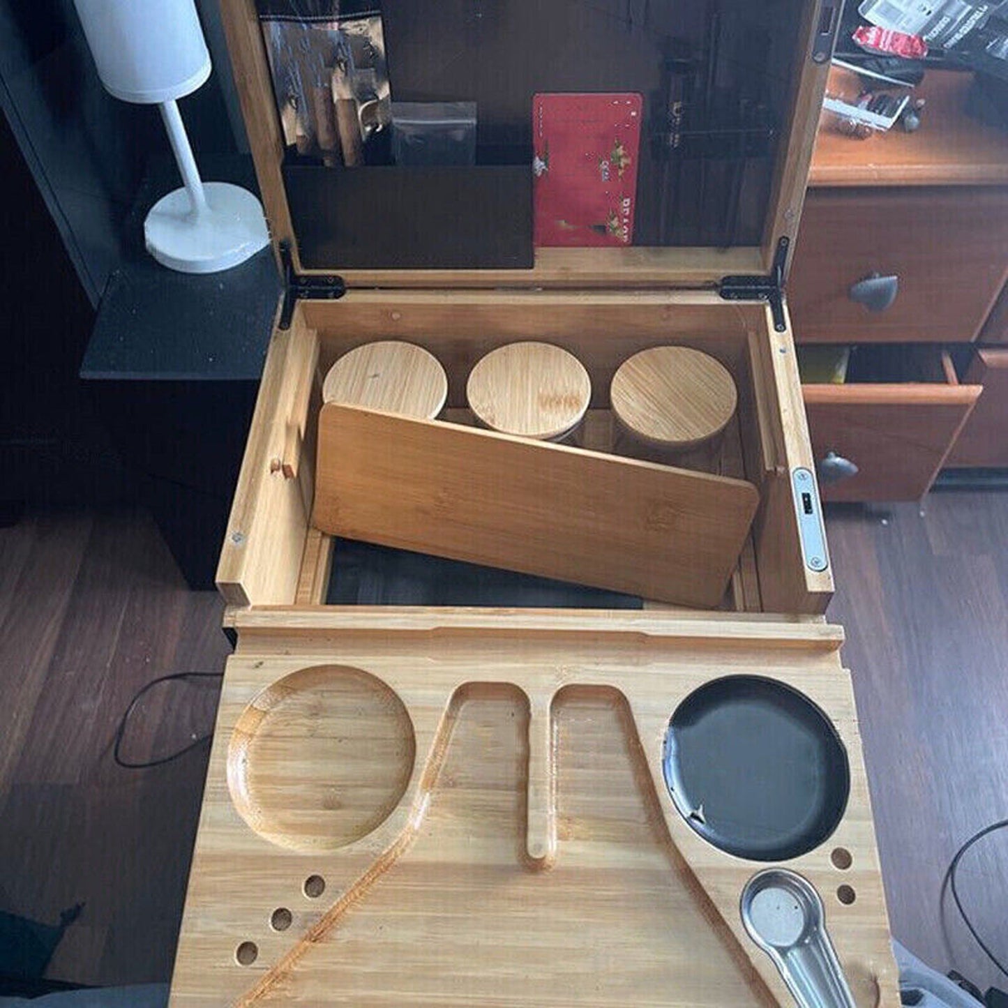 Lockable Wooden Storage Chest with Rolling Tray Ideal Gift