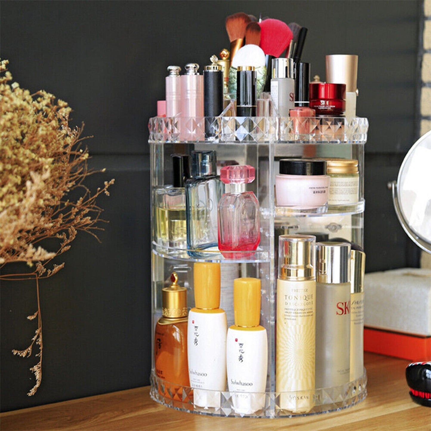 Adjustable Rotating Makeup Organizer for Cosmetics and Perfumes