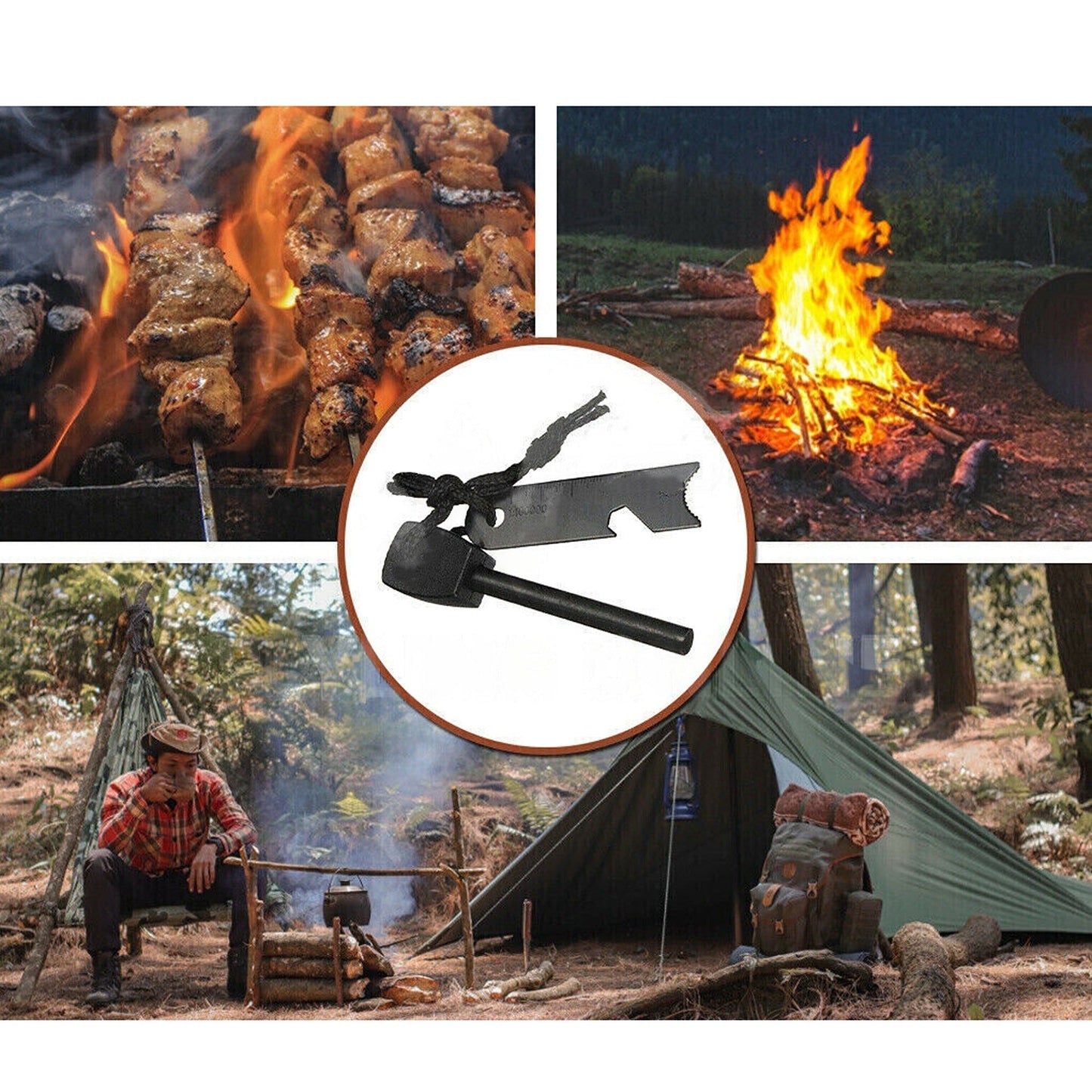 2pcs Emergency Survival Camping Magnesium Flint Rod Fire Starter