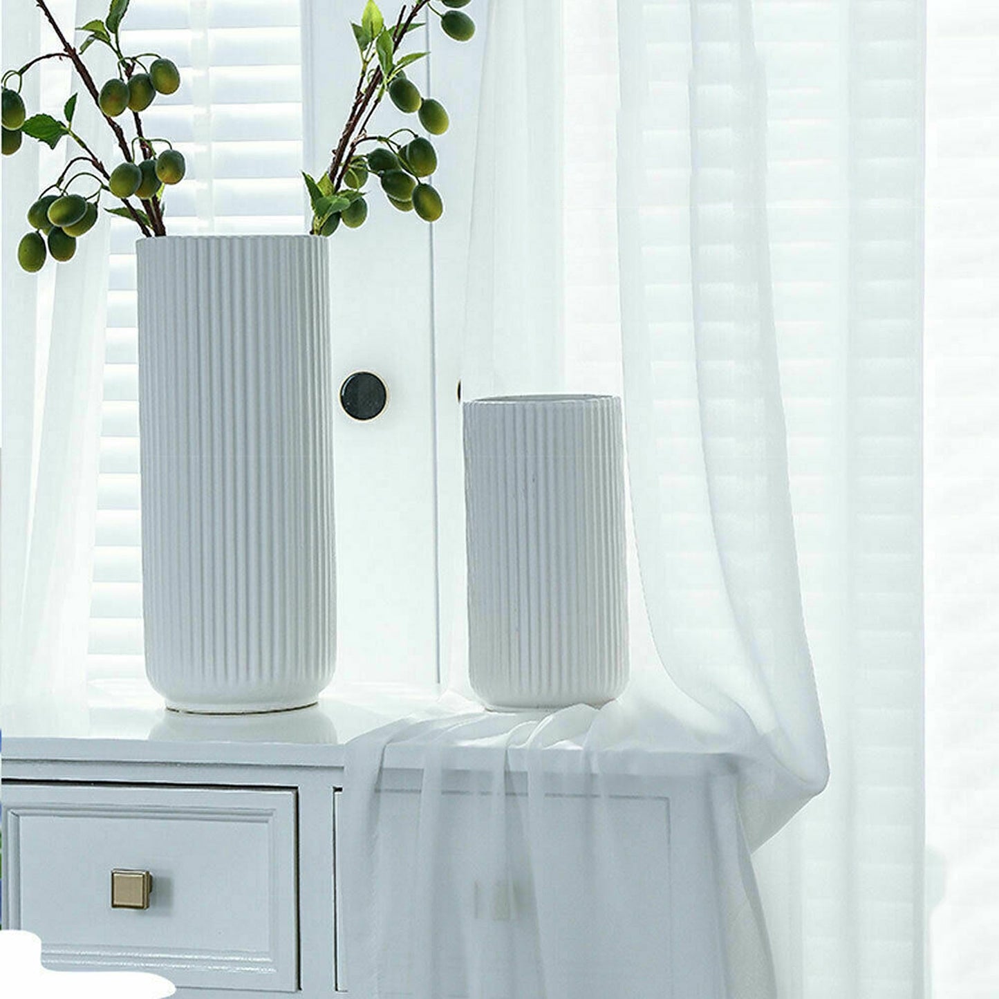 White Rod Pocket 2 Panel Sheer Curtains Window Sheer Voile Bedroom