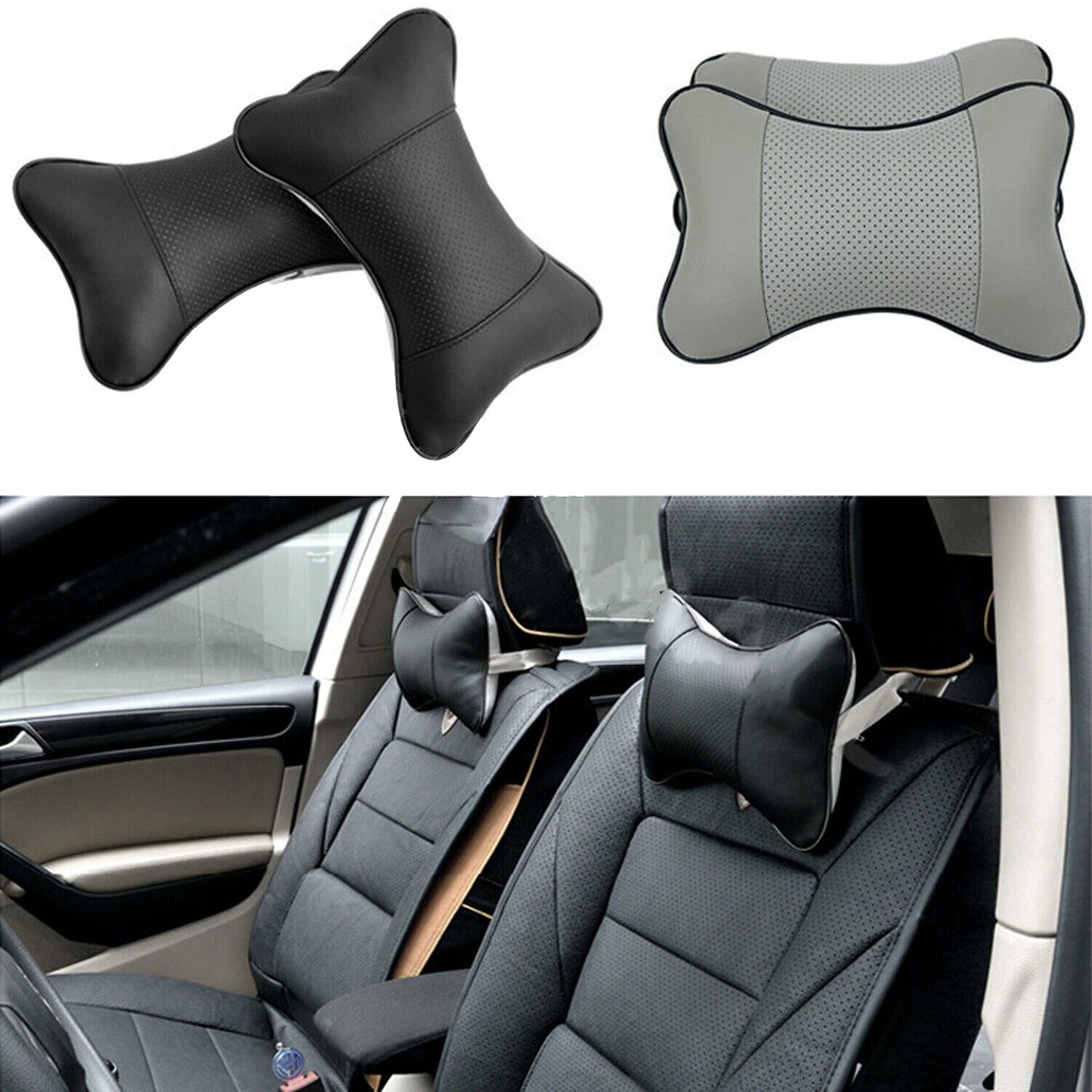 Car Headrest Bone Safety Neck Rest Support Cushion Pads - 2 Pack
