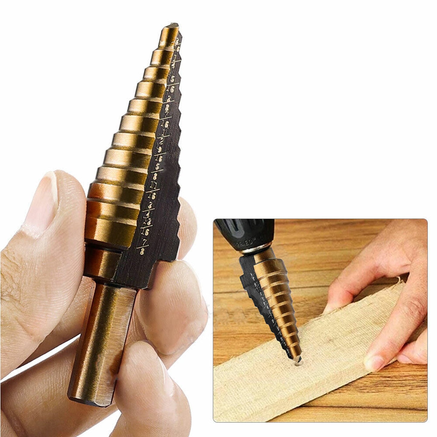 5pcs HSS Step Drill Bit Set Titanium Steel Cone Hole Cutter with Aluminum Case