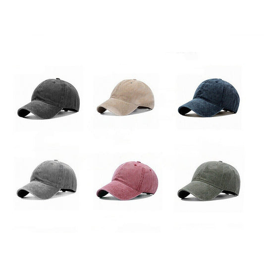 Adjustable Washed Cotton Baseball Cap for Men and Women
