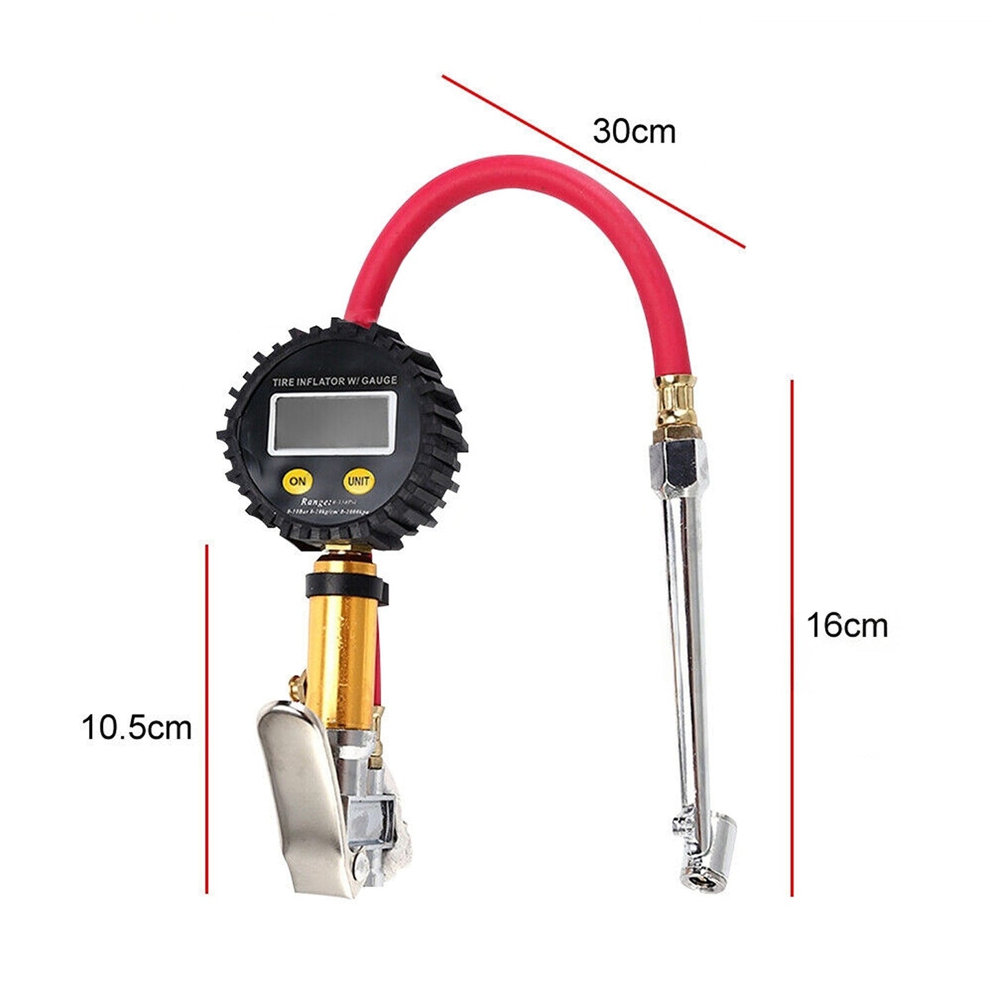 Precision Digital Tyre Inflator Motorcycle Air Pressure Gauge