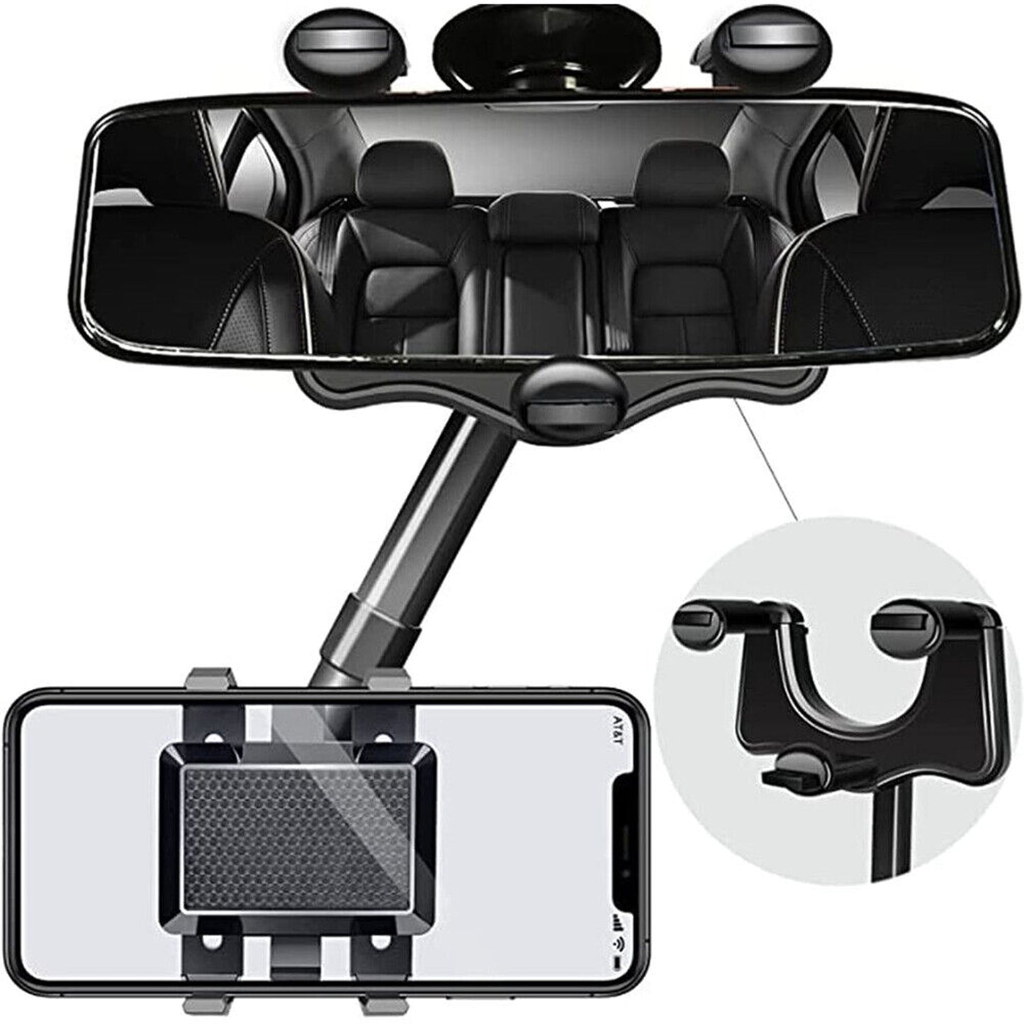 Rearview Mirror Phone Holder 360 Rotatable Car Multifunctional Stand