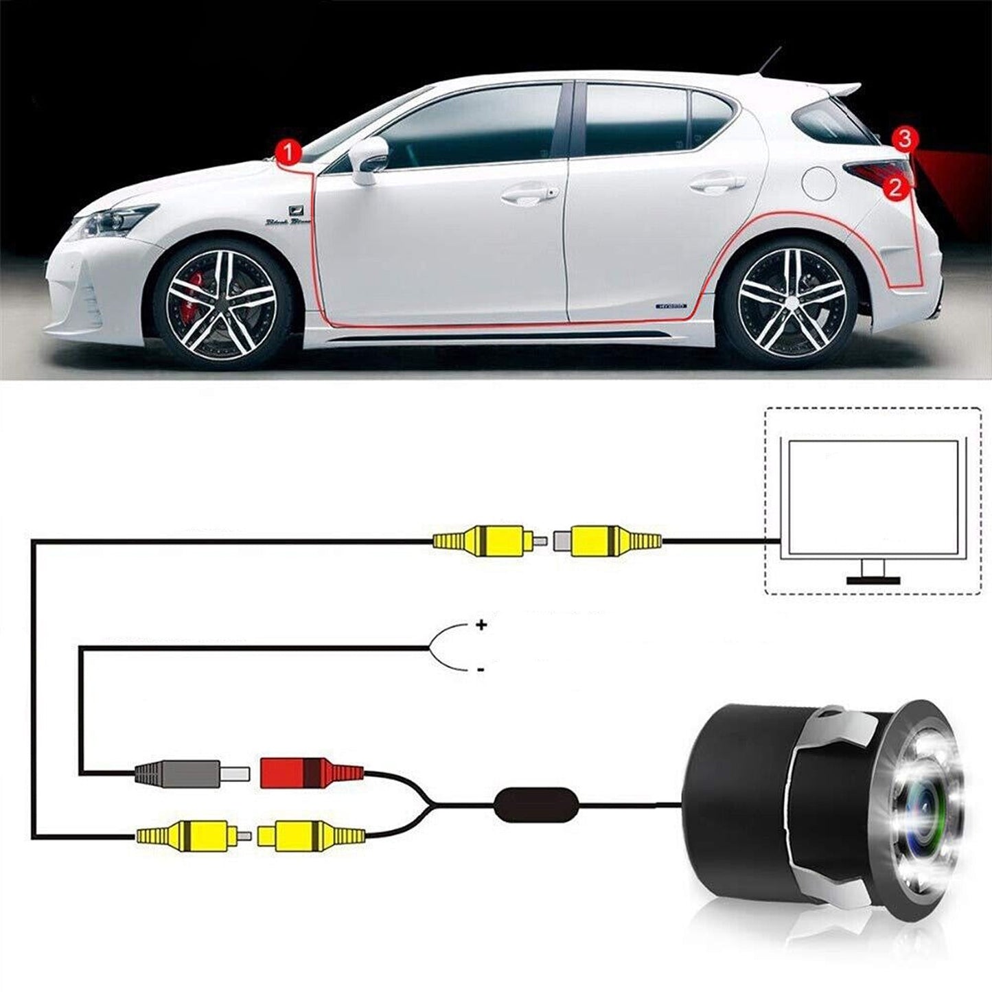 Waterproof Rear View Parking HD Camera with Night Vision 8 LED
