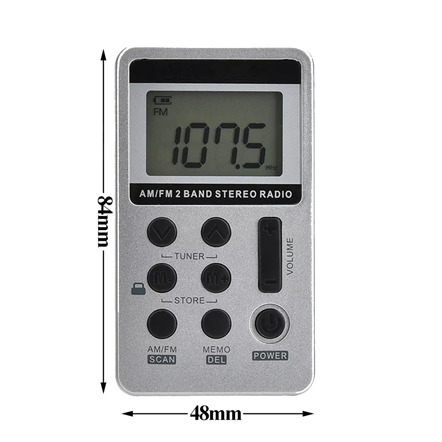 Portable AM/FM Radio Pocket Receiver with Earphone and USB Charging