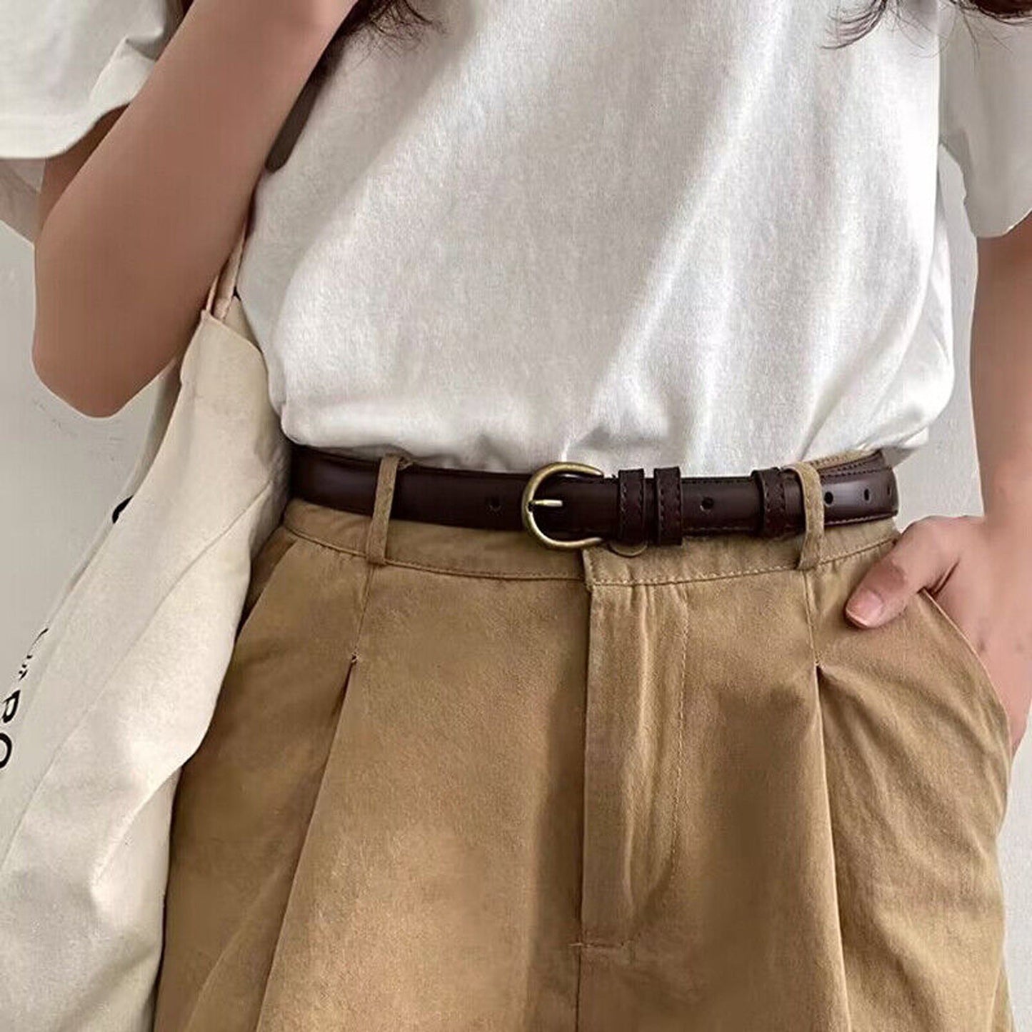 Women Decorative Thin PU Leather Belt for Jeans and Dresses