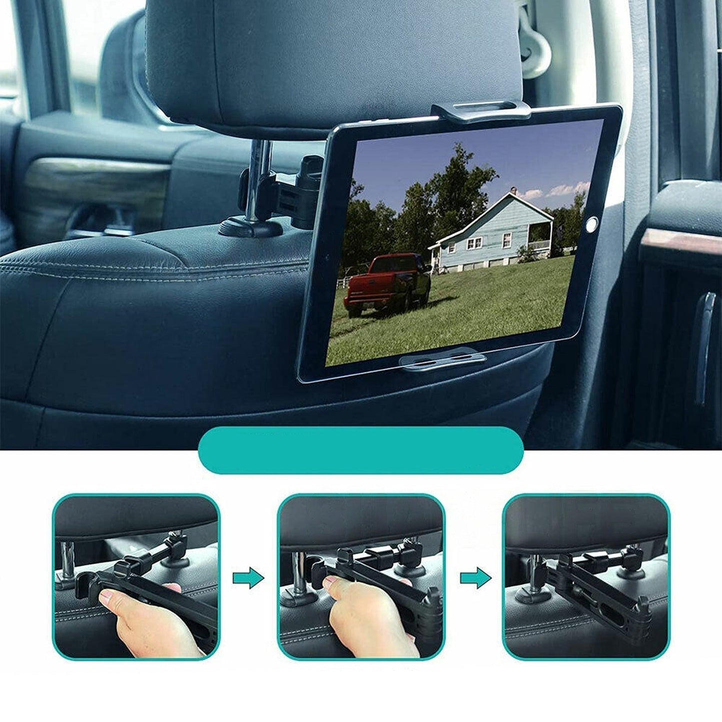 Universal Tablet Mount for Car Back Seat Extendable Headrest Holder