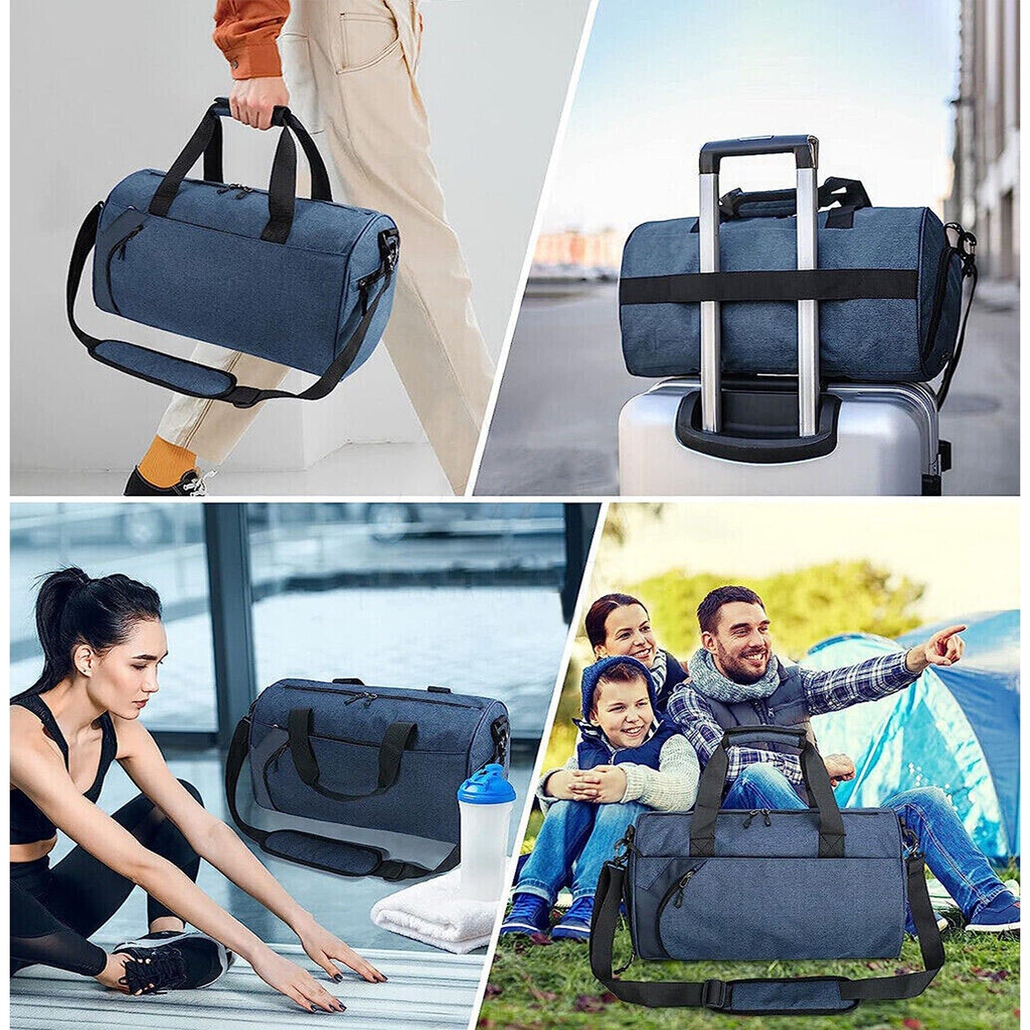 30L Waterproof Canvas Gym Duffel with Shoes Compartment