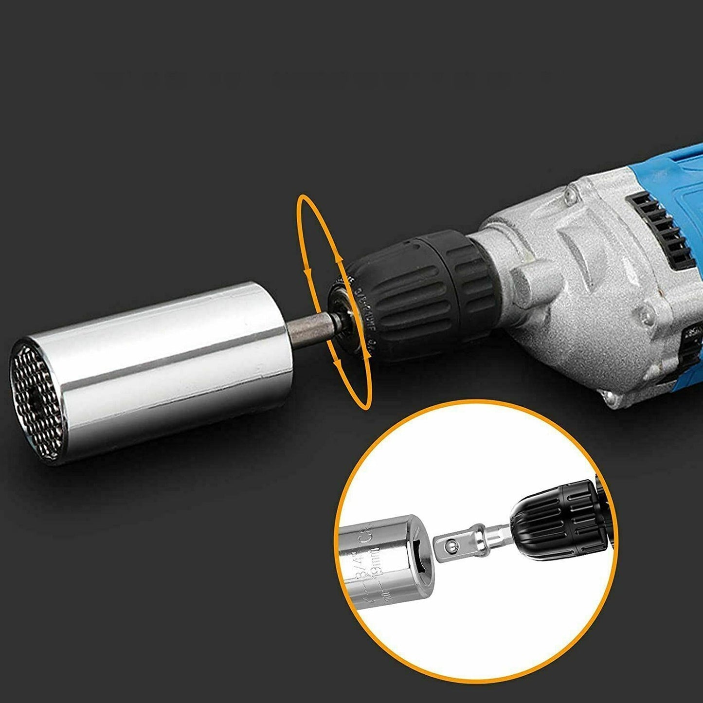 Magic Universal Socket Wrench with Gator Grip and Power Drill Adapter