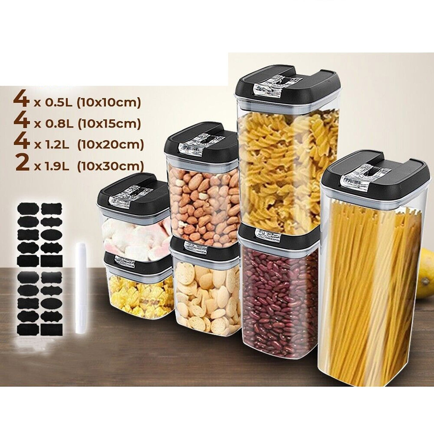 14-Piece Kitchen Pantry Organization Set Airtight Food Storage Containers