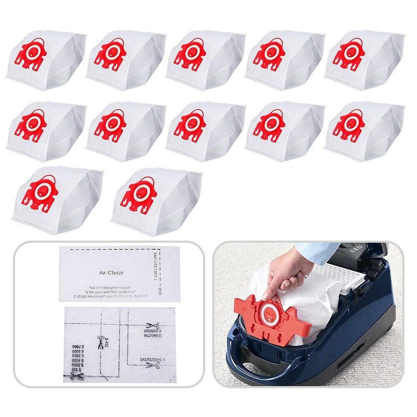 12pcs Replacement Vacuum Filters and Dust Bags for Miele
