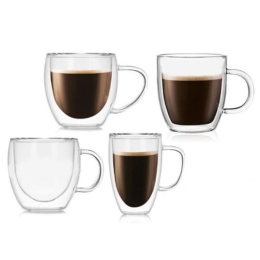 Heat Resistant Double Wall Clear Glass Coffee Tea Mug