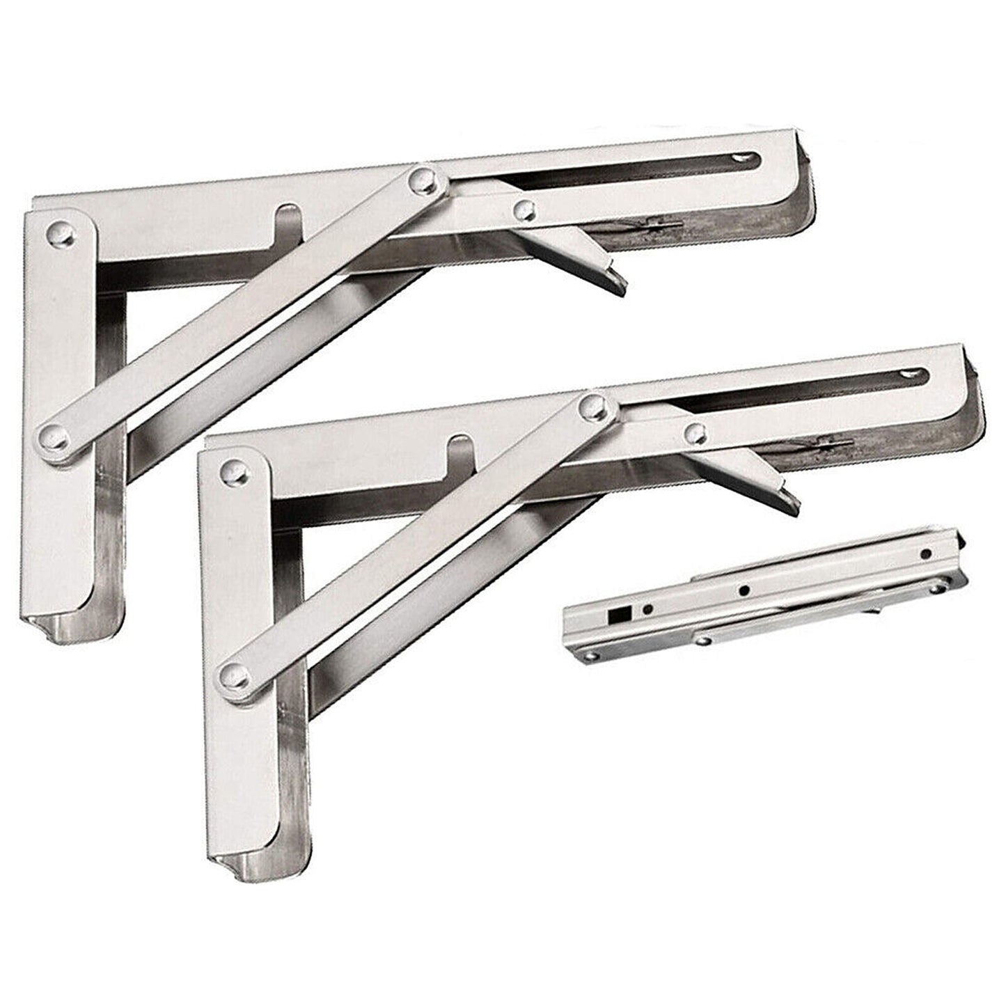 2pcs Stainless Steel Wall Shelf Bracket Folding Heavy Duty