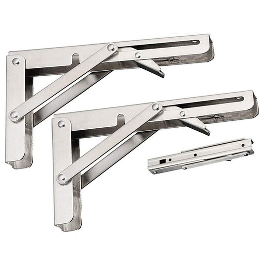 2pcs Stainless Steel Wall Shelf Bracket Folding Heavy Duty