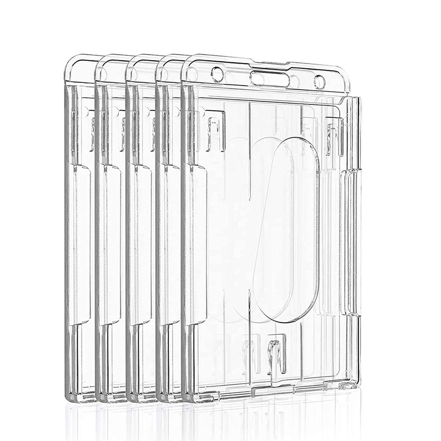 5pcs Double Side ID Card Holder Lanyard Hard Plastic Badge Business Work Pouch