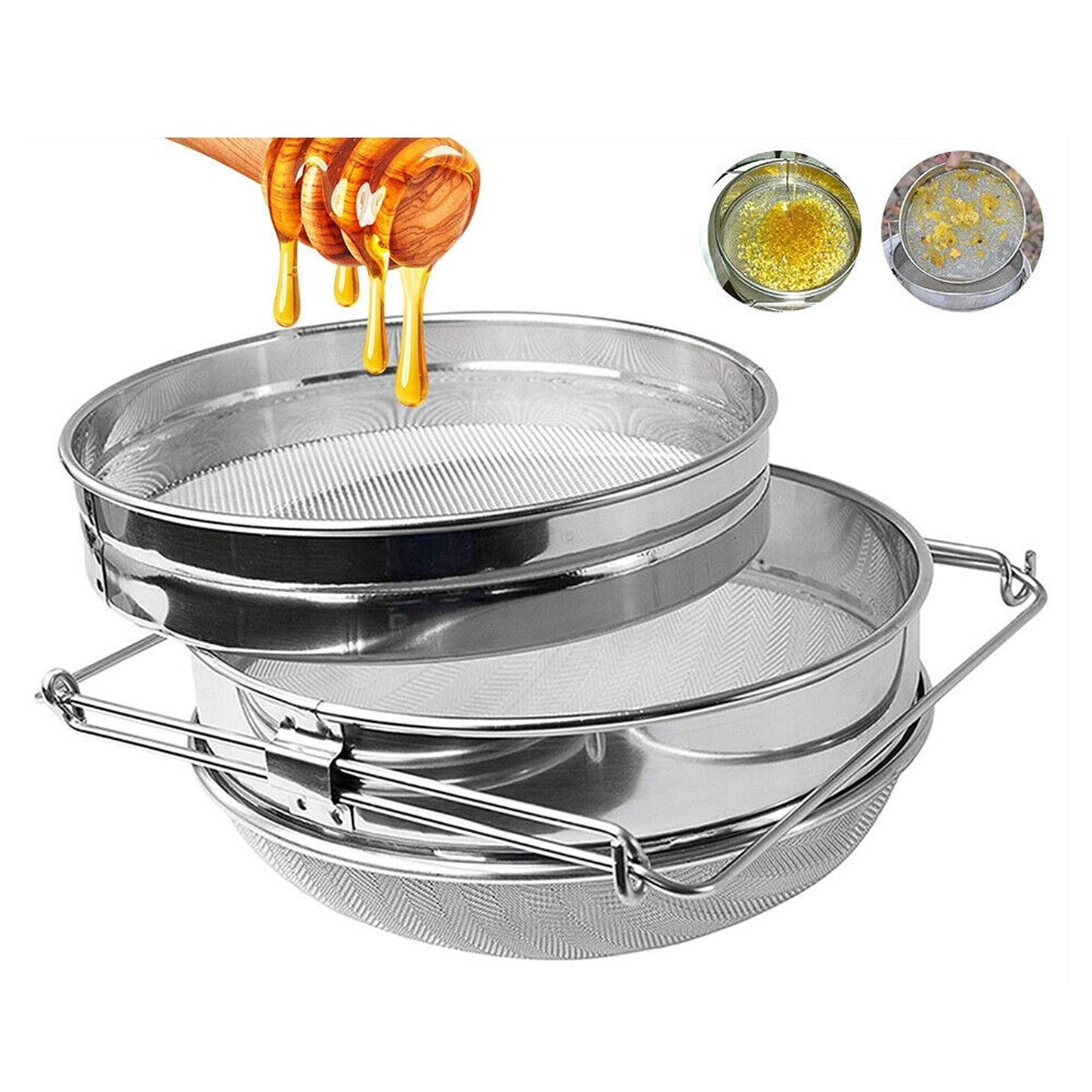 Stainless Steel Double Sieve Honey Strainer Beekeeping Equipment Kit