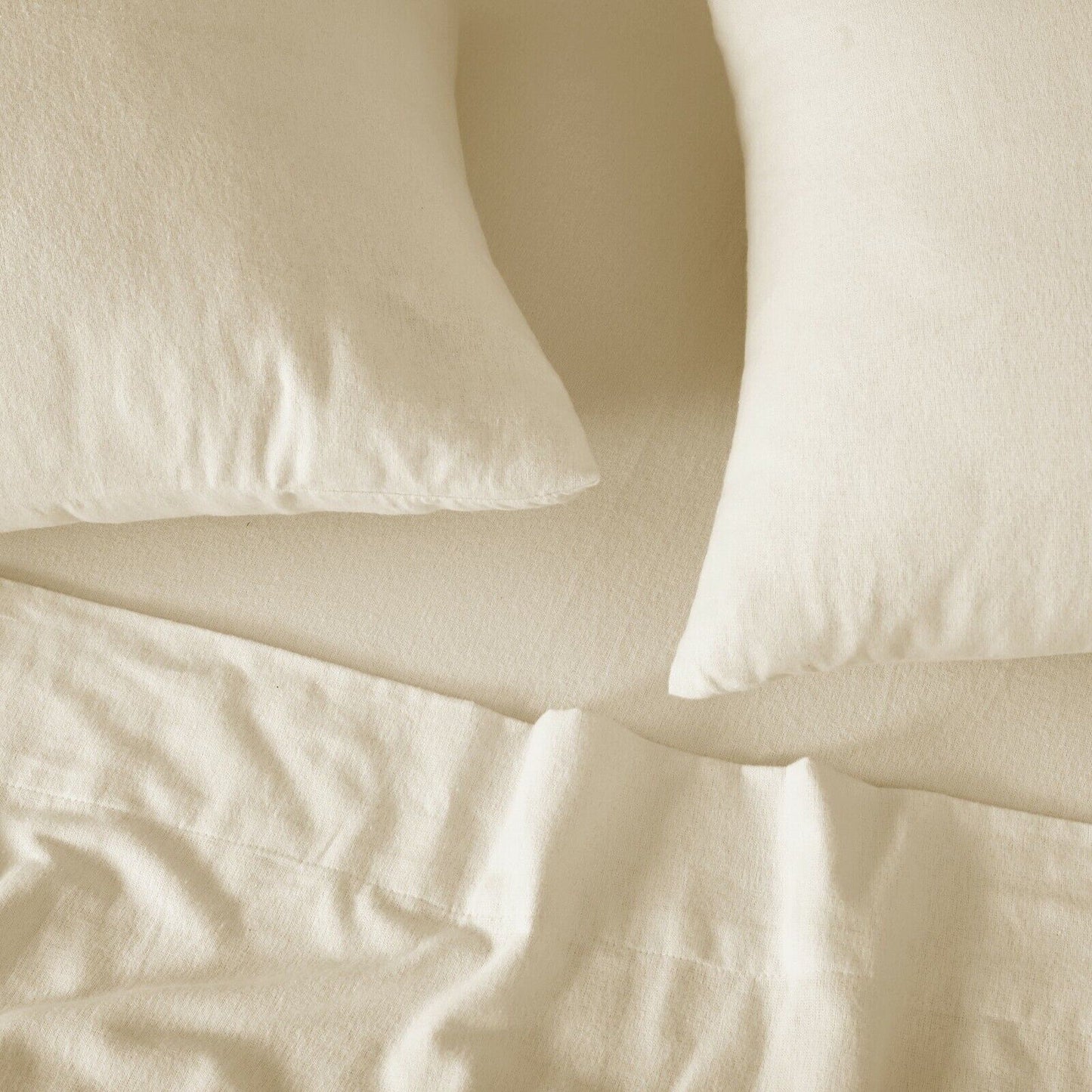 Cream Cotton Flannelette Sheets Set with Standard Pillow Case Single Double Queen King