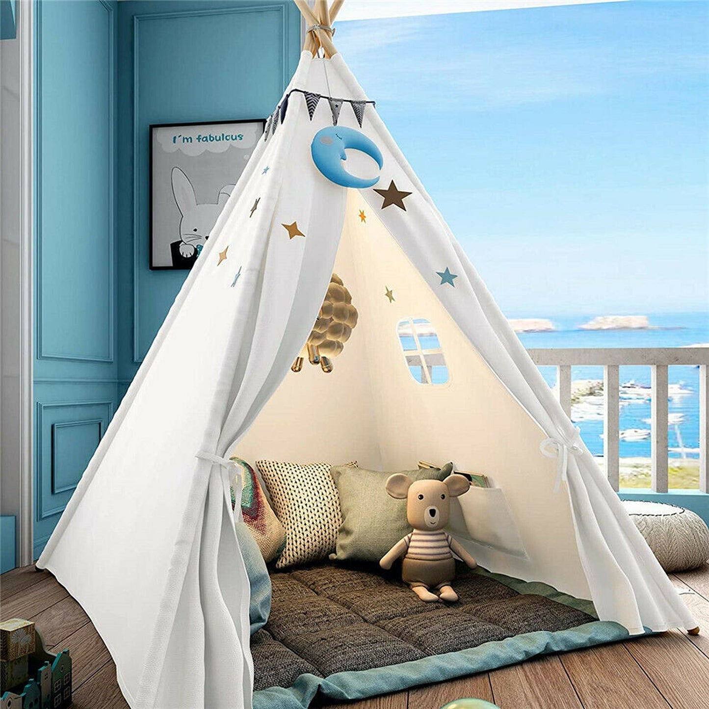 Cotton Canvas Large Teepee Tent Play House Wigwam Kids