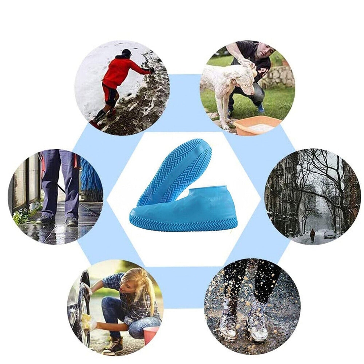 Rain-Proof Non-Slip Silicone Shoe Covers Blue Water Protective Footwear