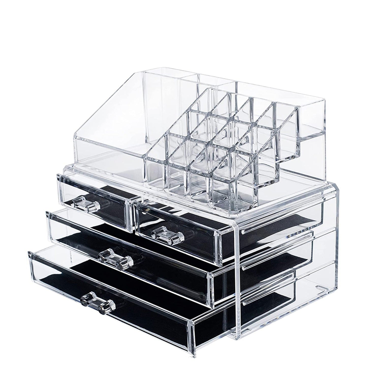 Jewellery Storage Organizer Clear Acrylic Makeup Holder Box 4 Drawer